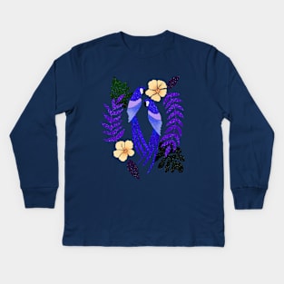 Purple tropical parrots Kids Long Sleeve T-Shirt